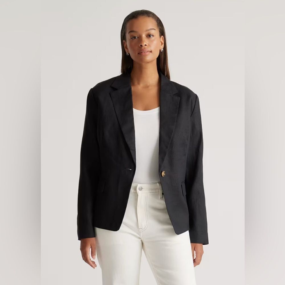 Quince 100% European Linen Structured Blazer Sz S - Picture 2 of 9